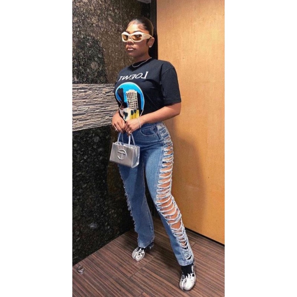 NON STRETCH Ripped High Waist Denim Jeans (BOGO FREE)